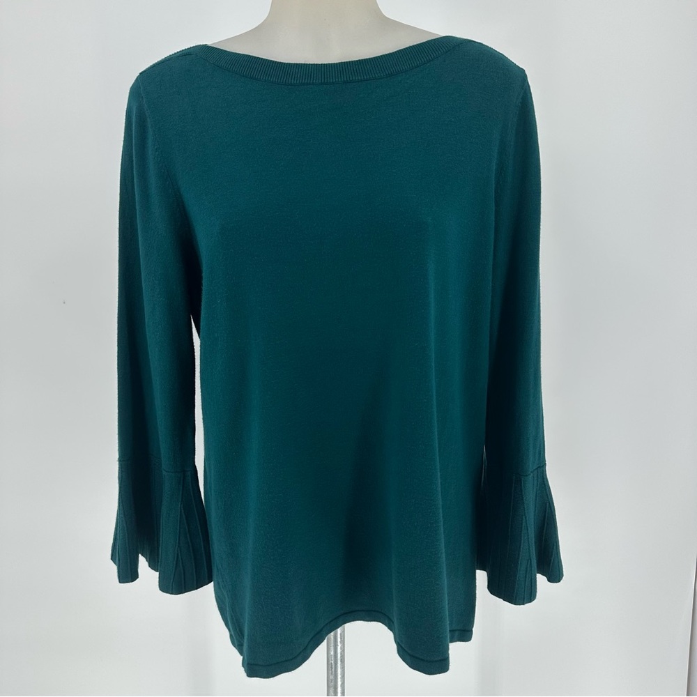 Stitch Fix 41 Hawthorn Tamzen Bell Sleeve Pullover Sweater Top Green Sz L
